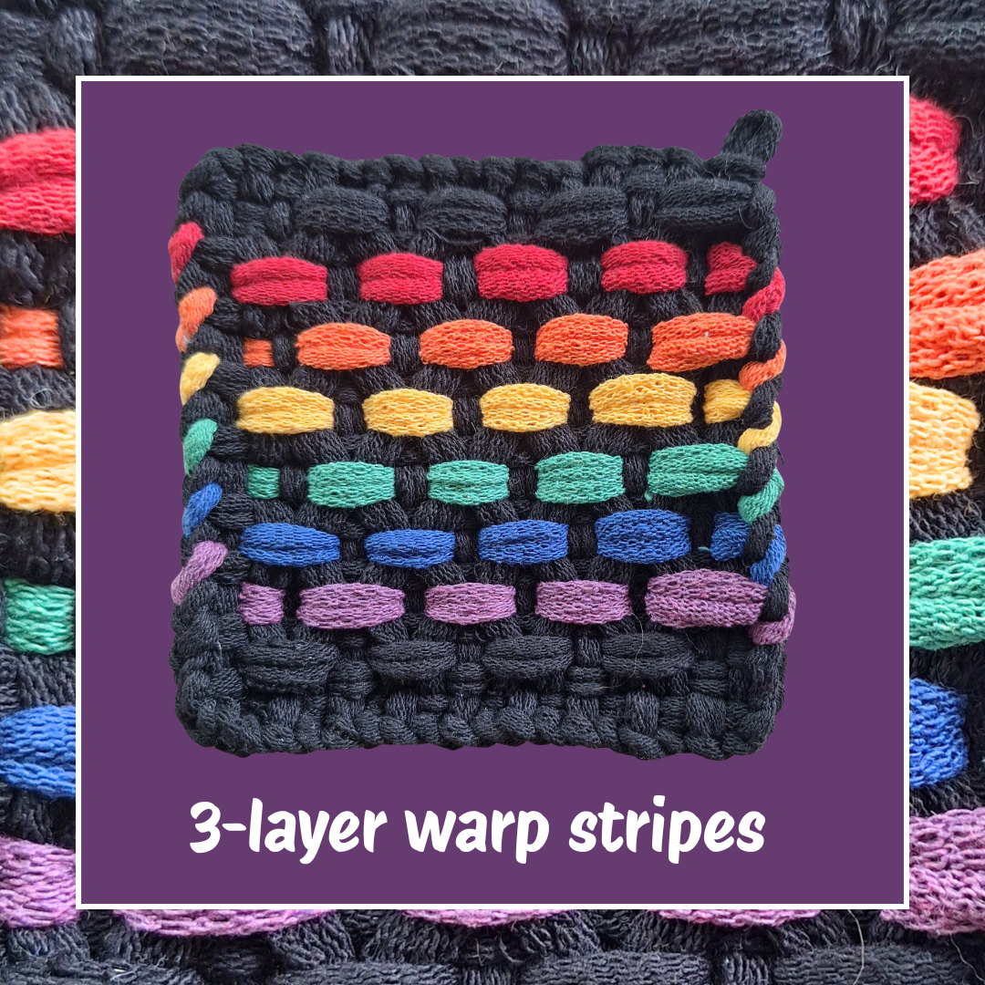 3 layer warp stripes pride potholder pattern