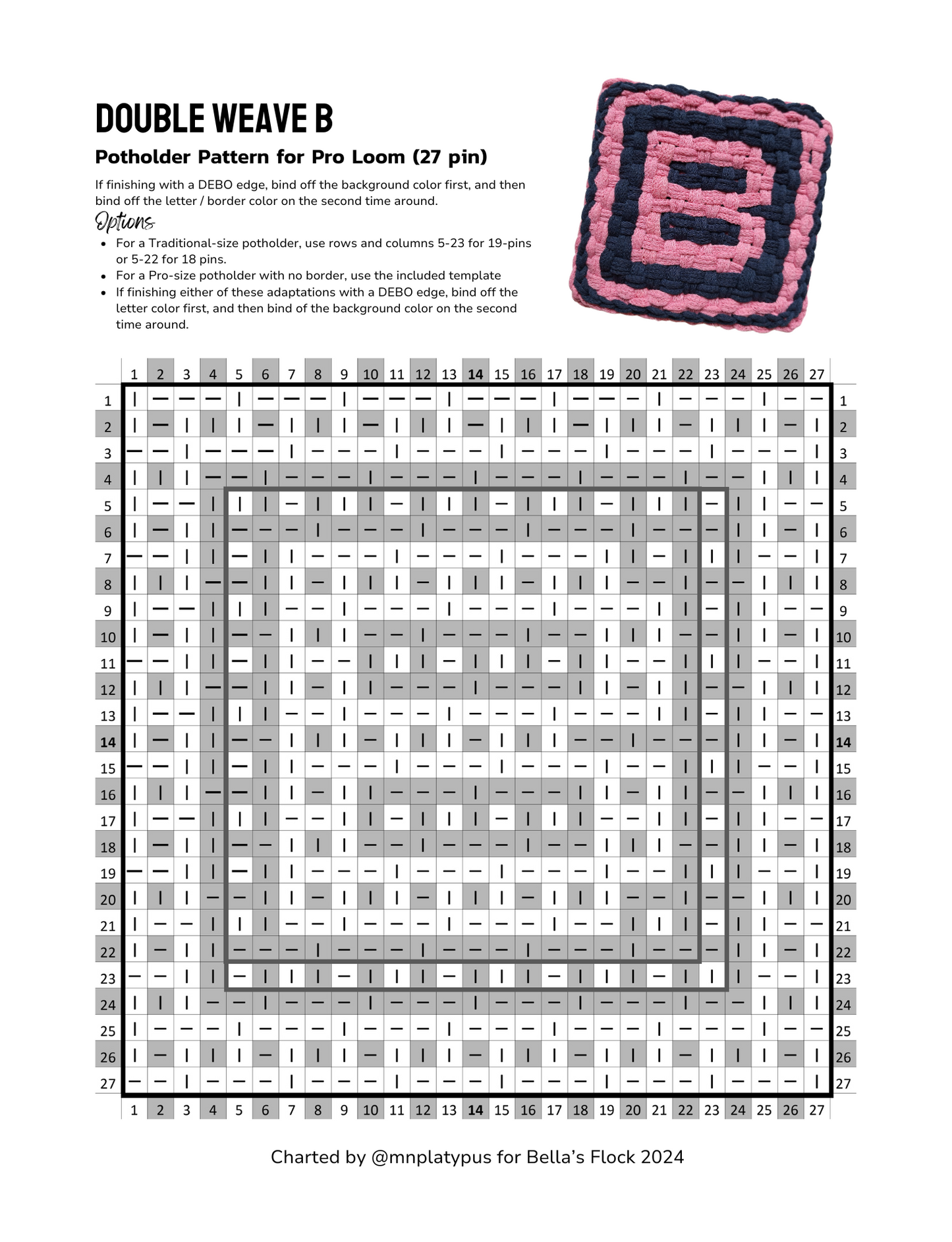 Sample pattern from double weave alphabet book