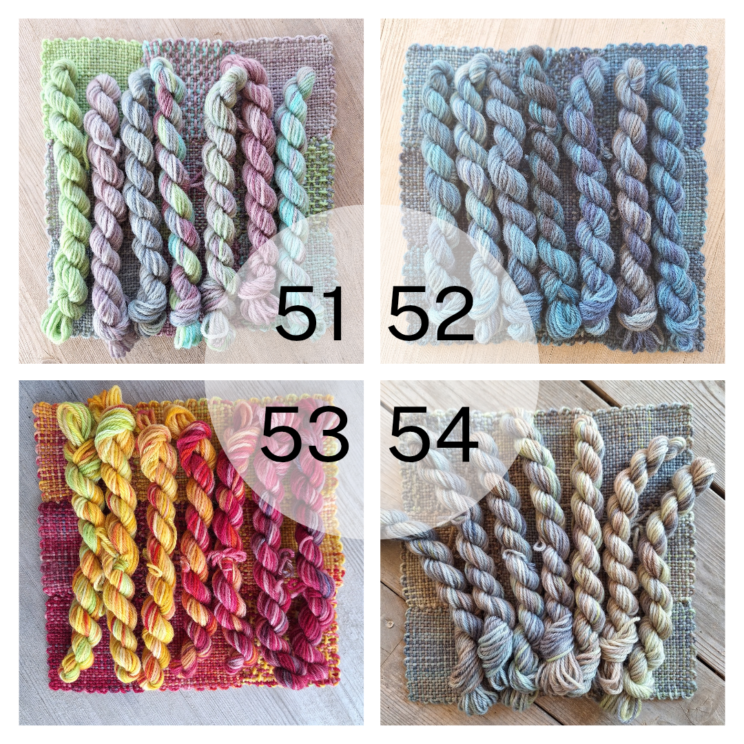 Yarn colorways 51 through 54
