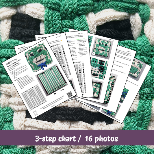 Pattern sheets for a weaving project on a textured green and white fabric background