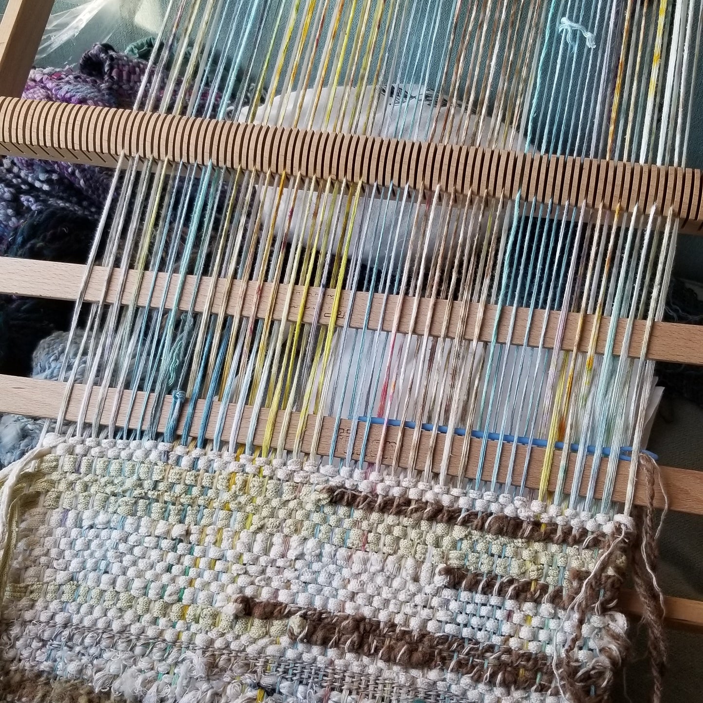 Frosty Morning Handwoven Art Cowl by MNPlatypus during weaving
