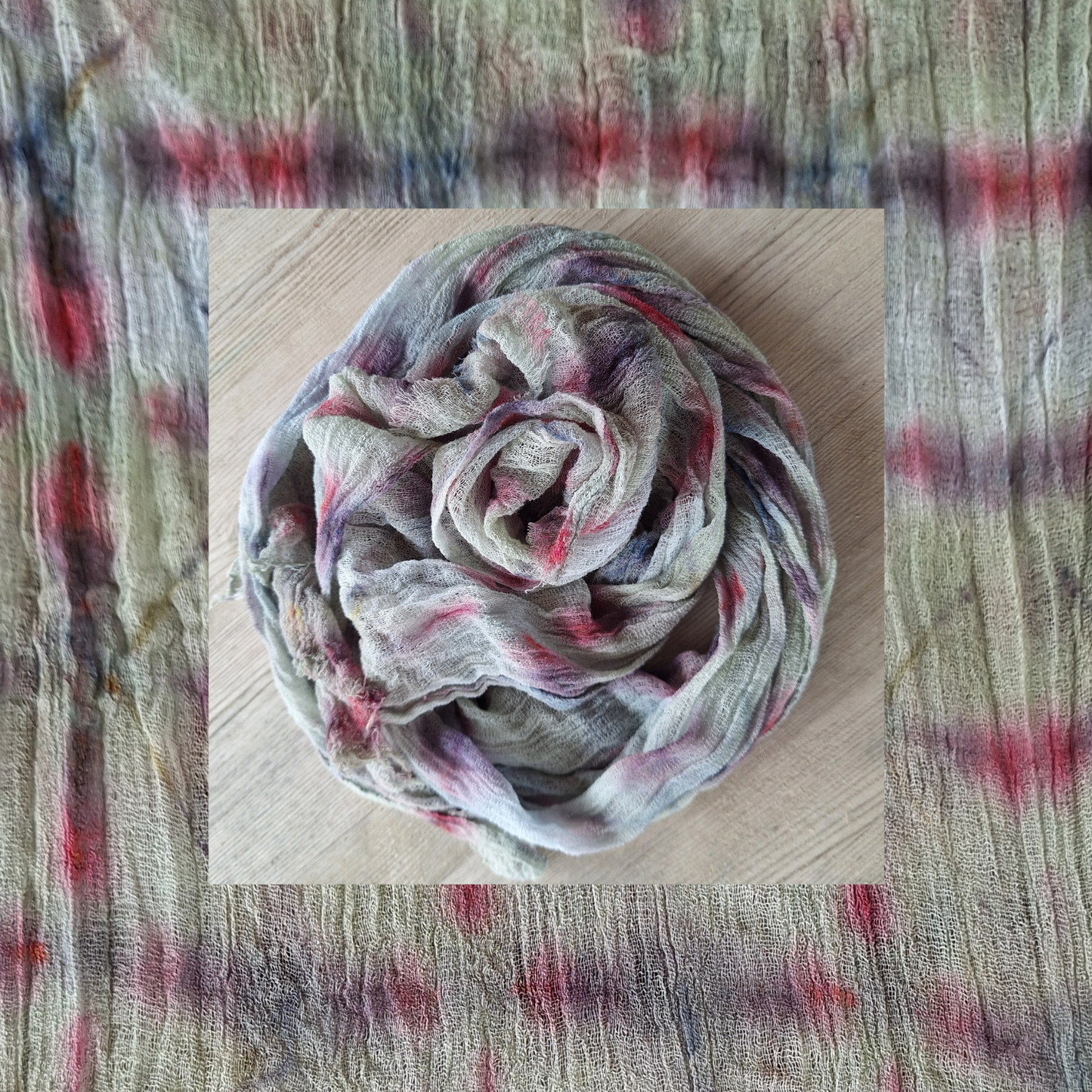 Grey and pink shiborhi gauze scarf