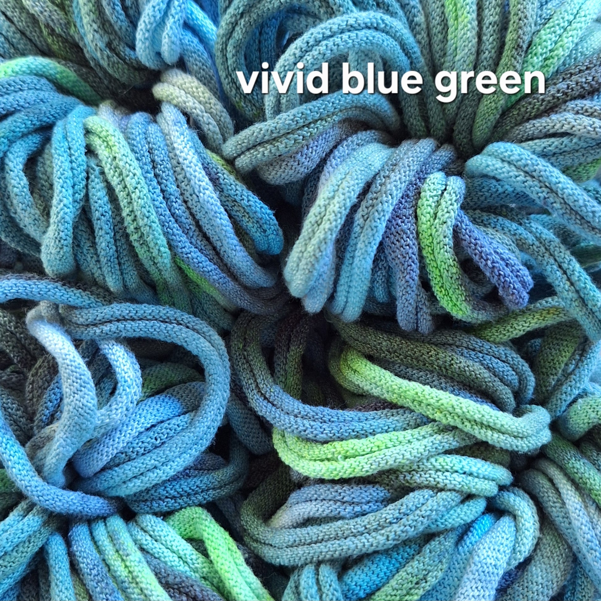 vivid blue green hand dyed potholder loops