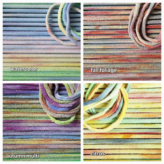 Multicolor cotton potholder loops hand dyed by MNPlatypus