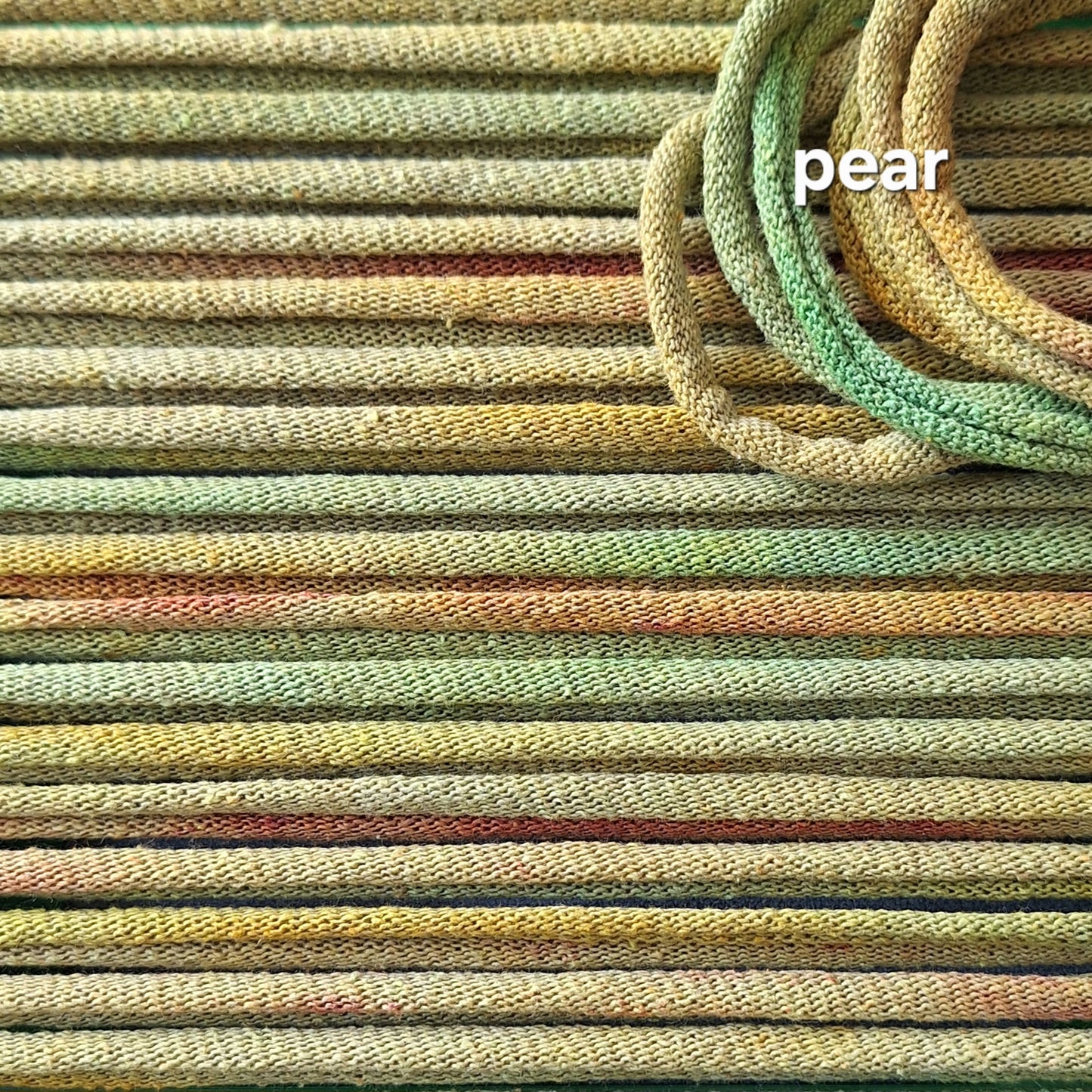Pear colorway of hand dyed potholder loops