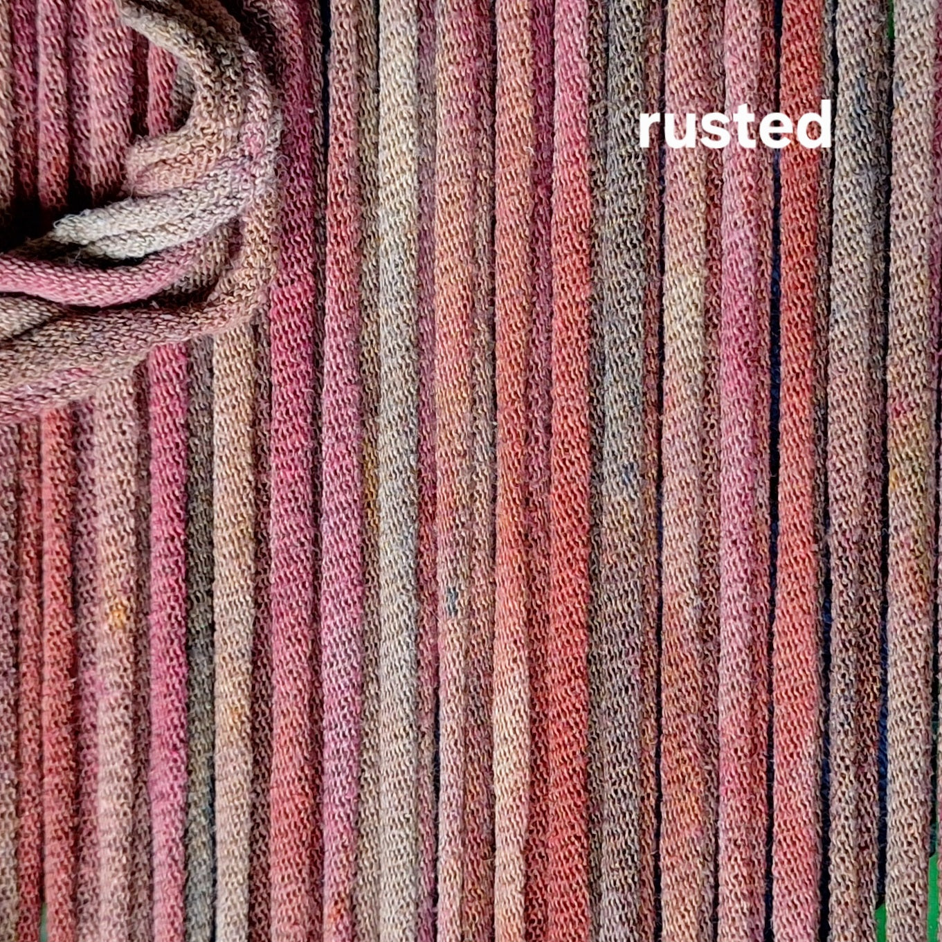hand dyed potholder loops in the Rusted colorway