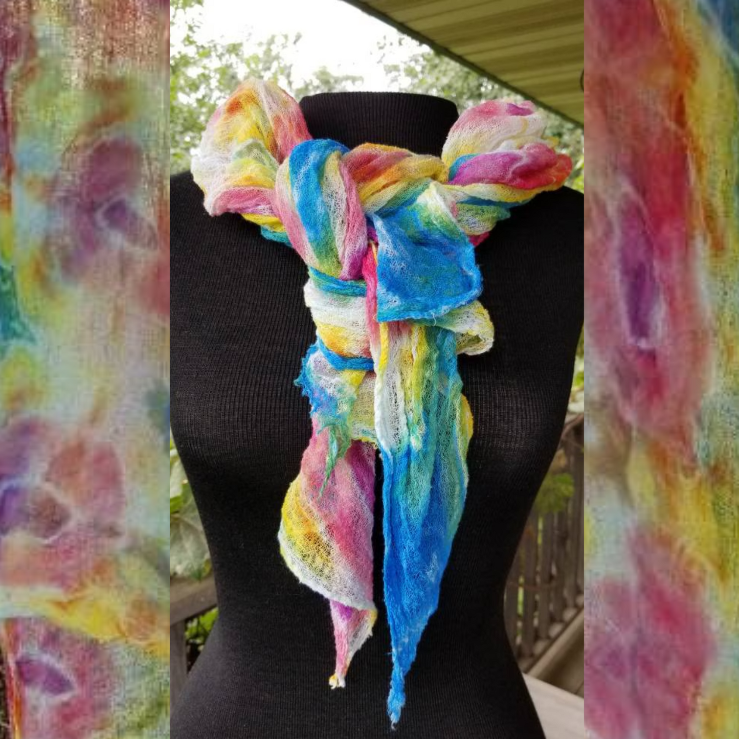 multicolor geode gauze scarf