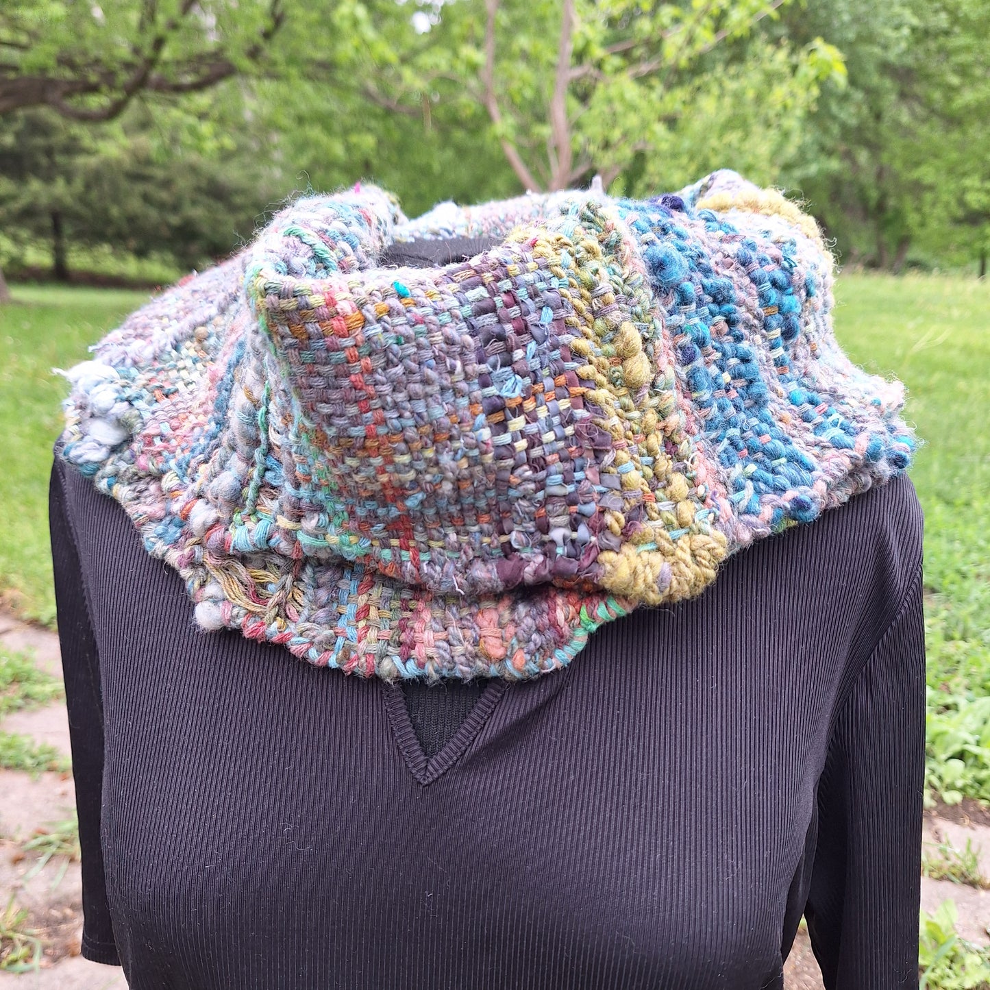 Muted Multi handwoven art cowl by MNPlatypus