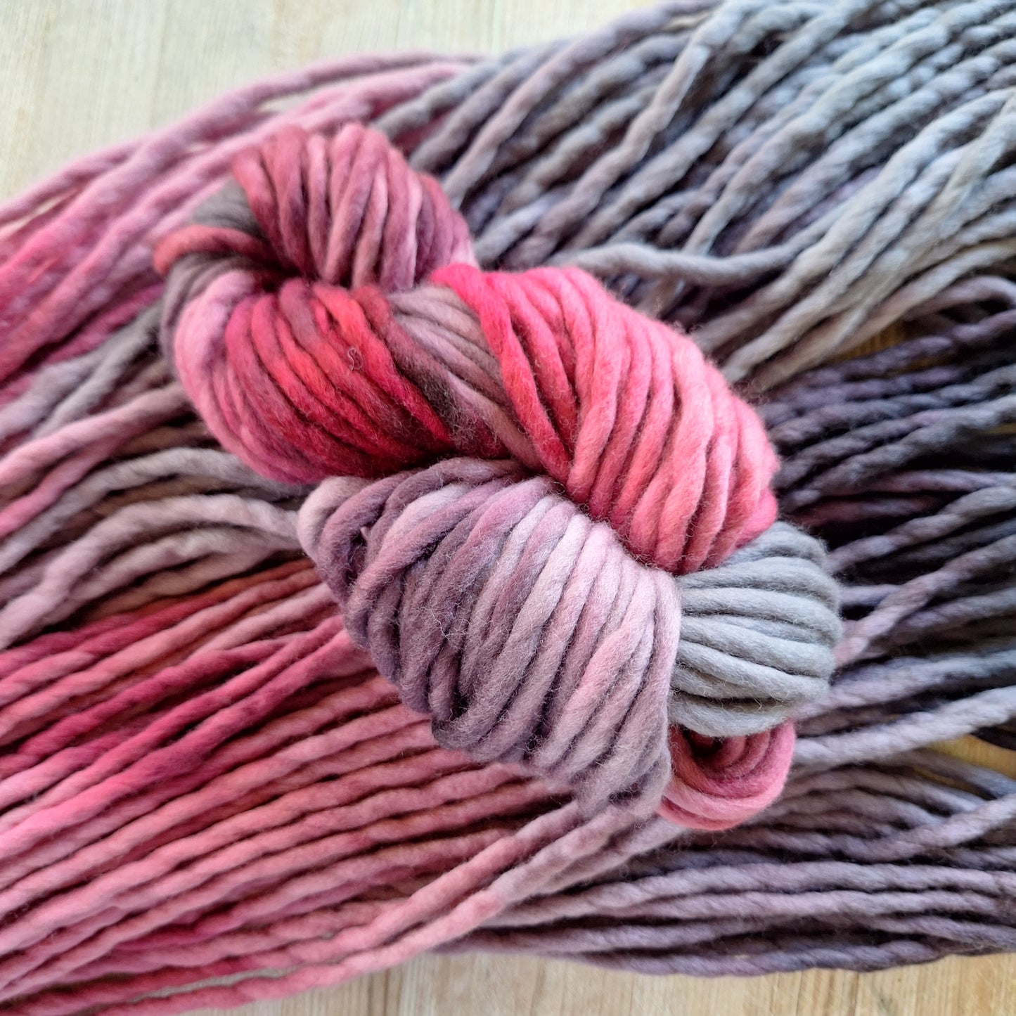 Pink and gray pencil roving