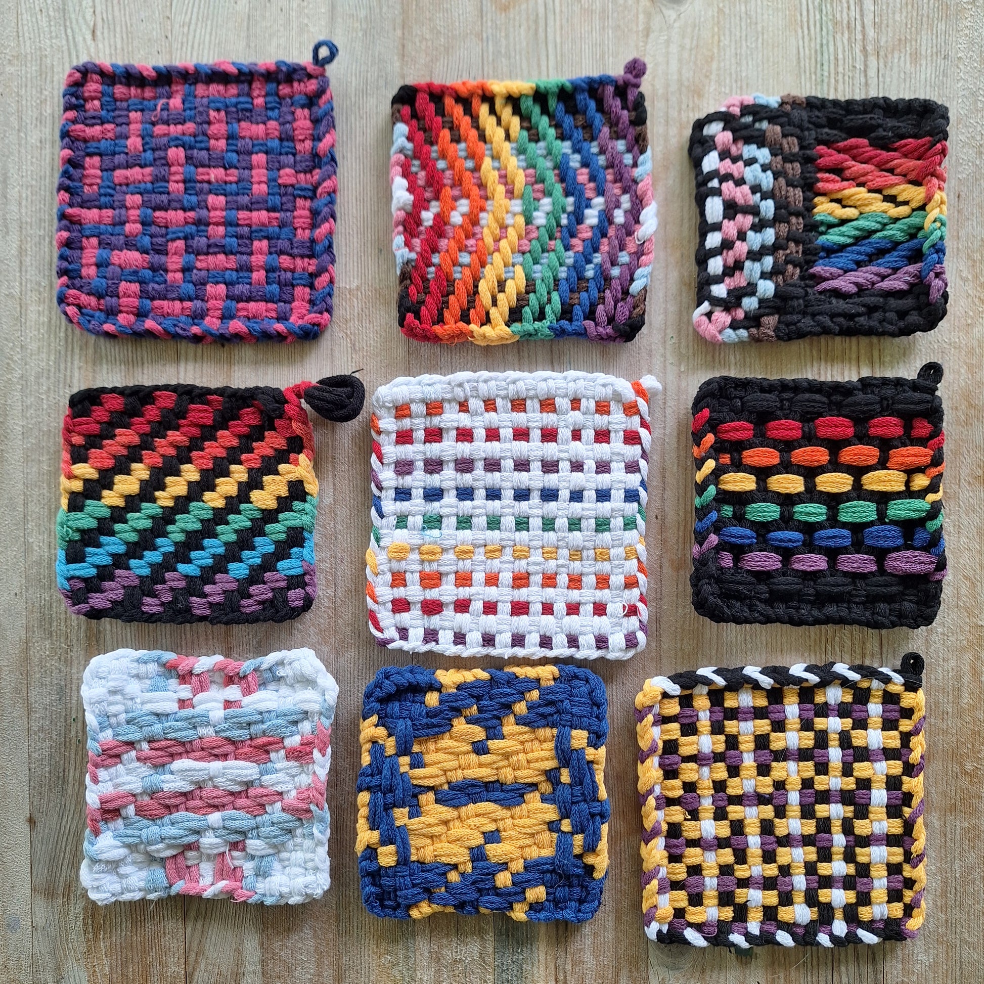 Sampling of potholder patterns available in the Pride Collection