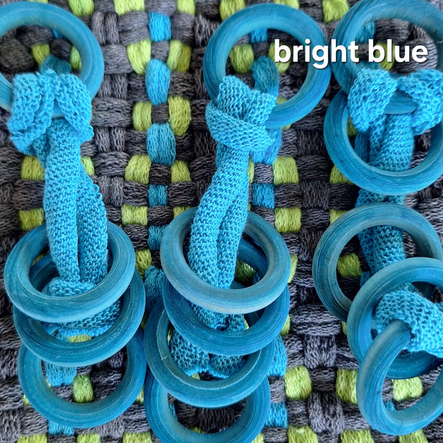 blue hand dyed potholder rings