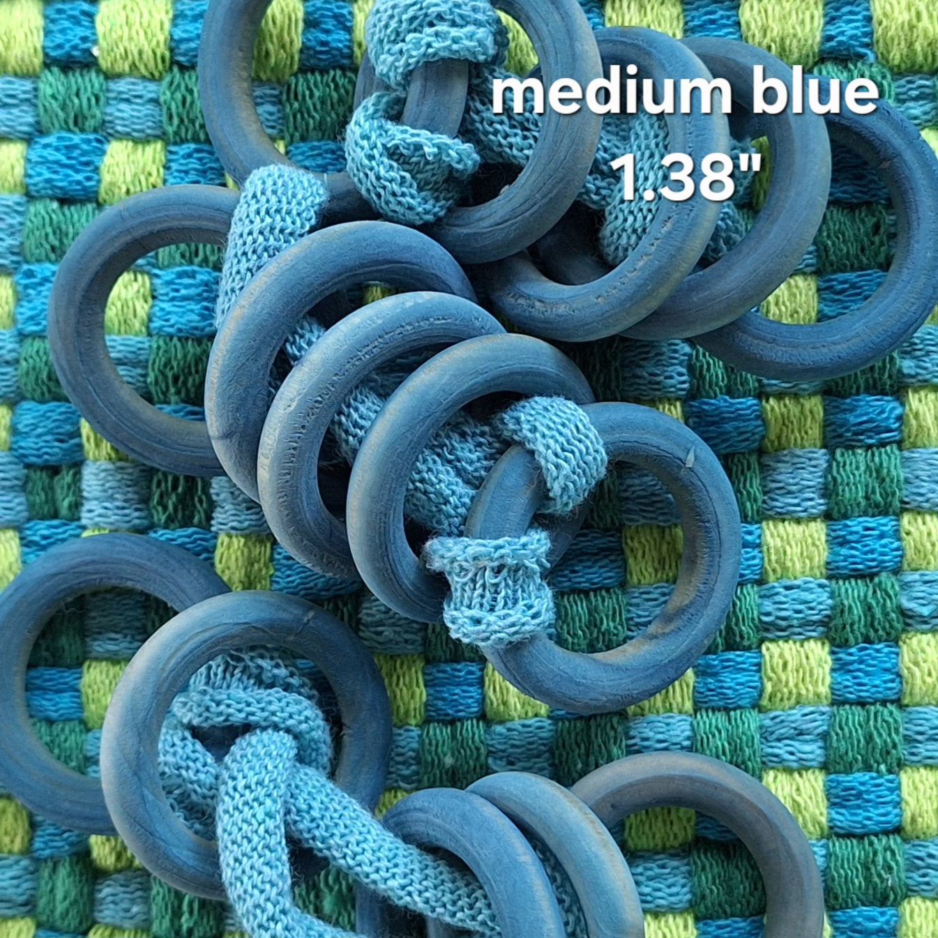 blue wooden potholder rings