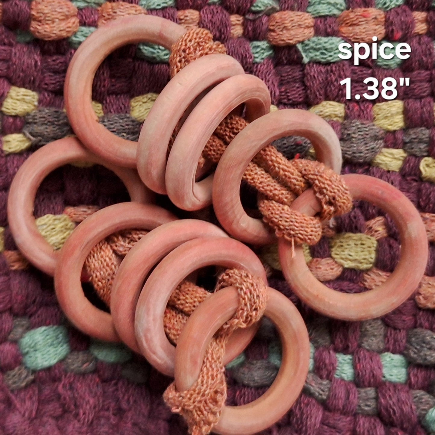 orange wooden potholder rings
