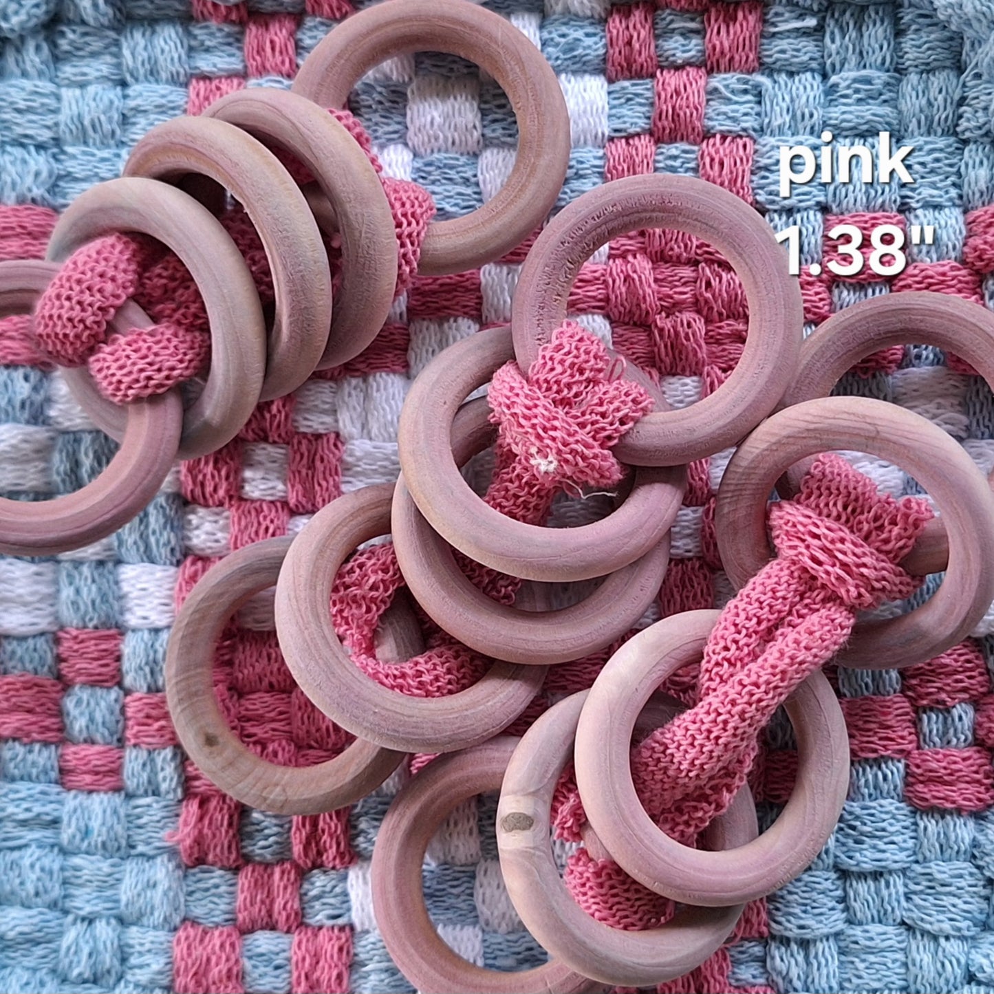 pink wooden potholder rings