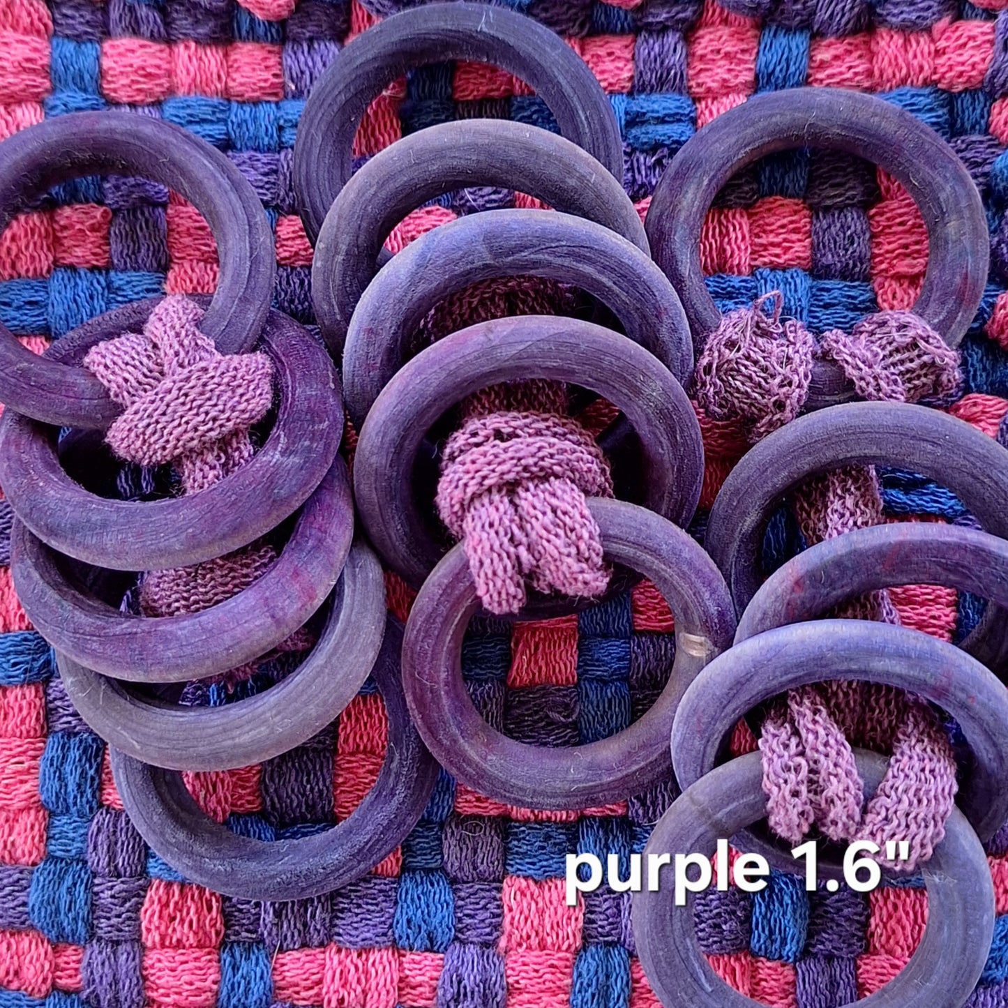 purple hand dyed potholder rings