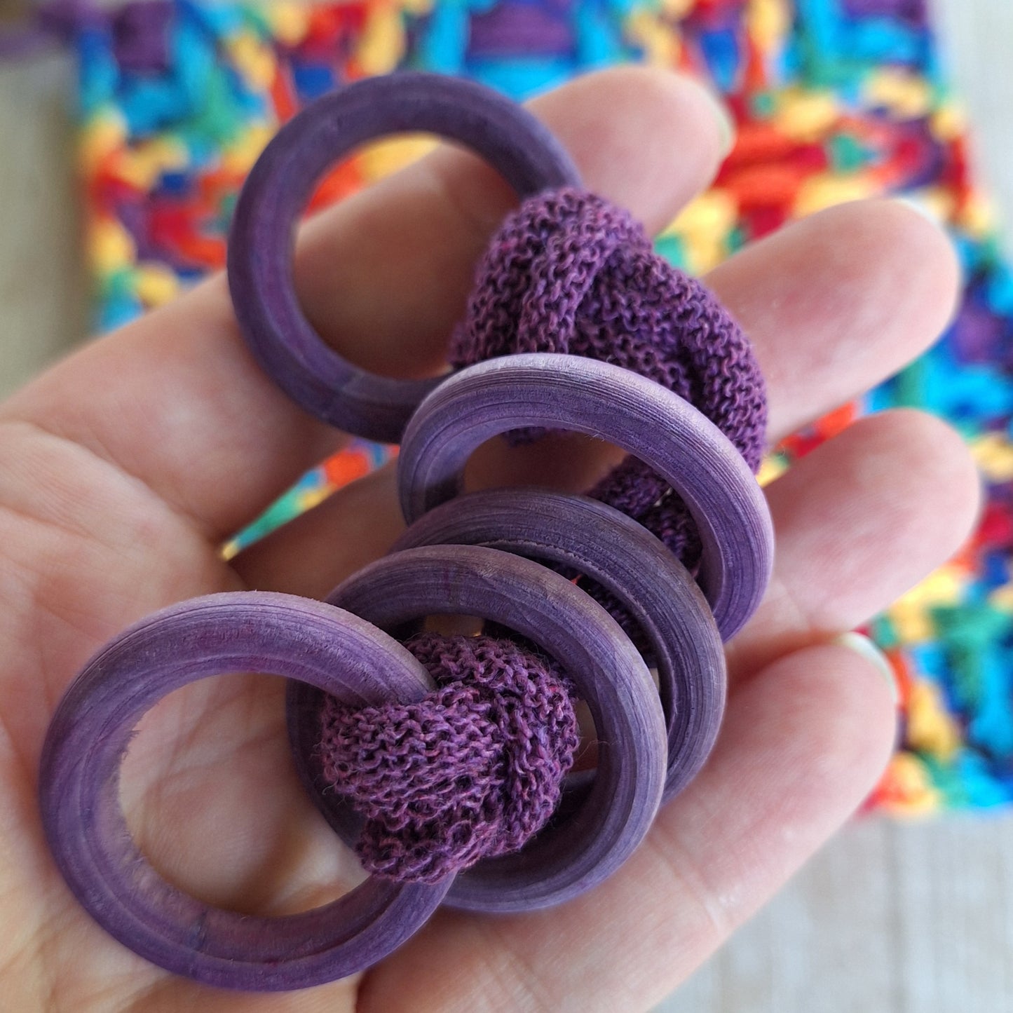 Hand dyed purple potholder rings