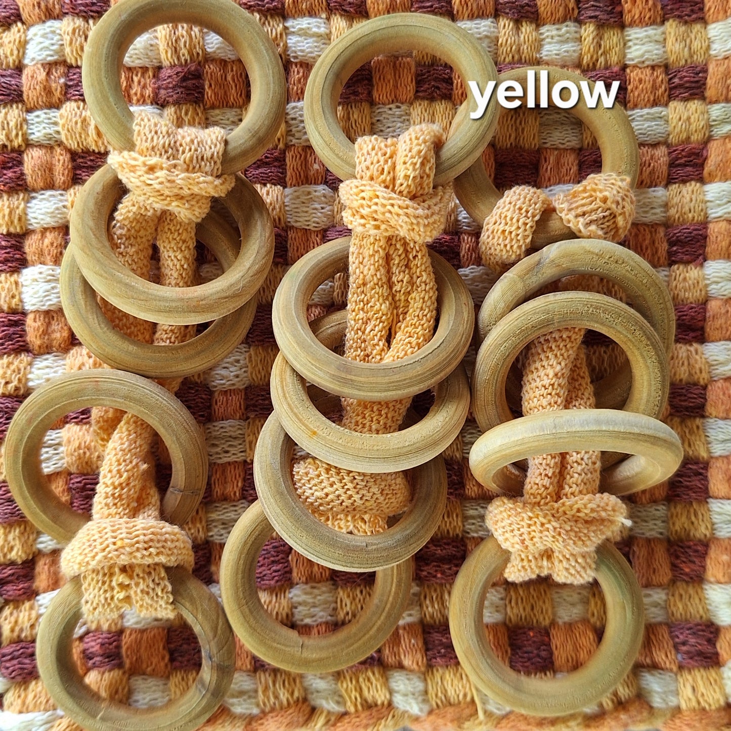 yellow hand dyed potholder rings