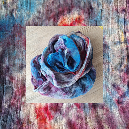 Royal blue and purple gauze scarf