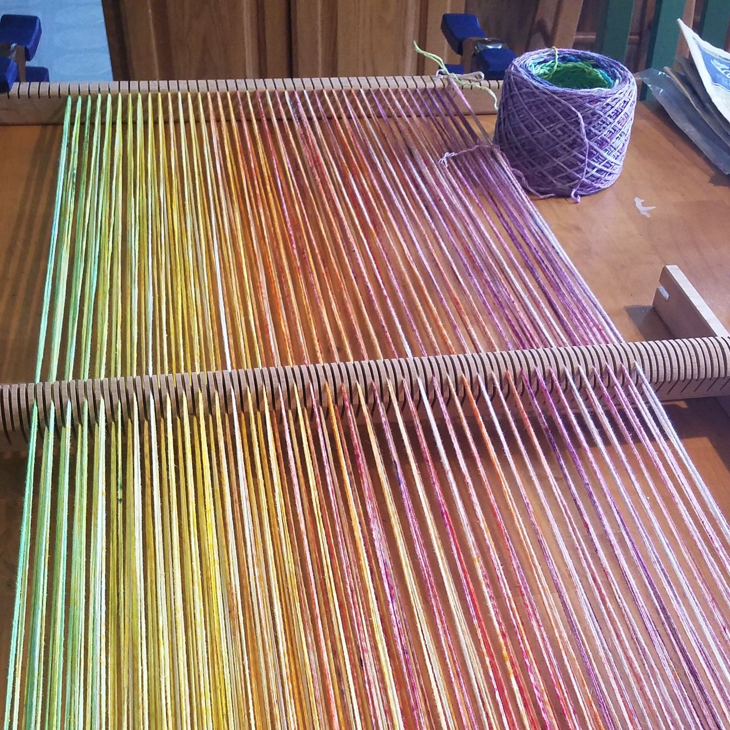 Hand dyed warp for Spring Garden Handwoven Art Cowl by MNPlatypus