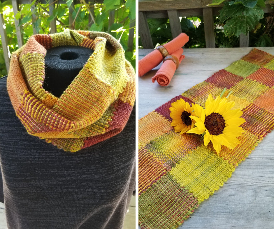 Cowl scarf and table runner woven on a Zoom Loom