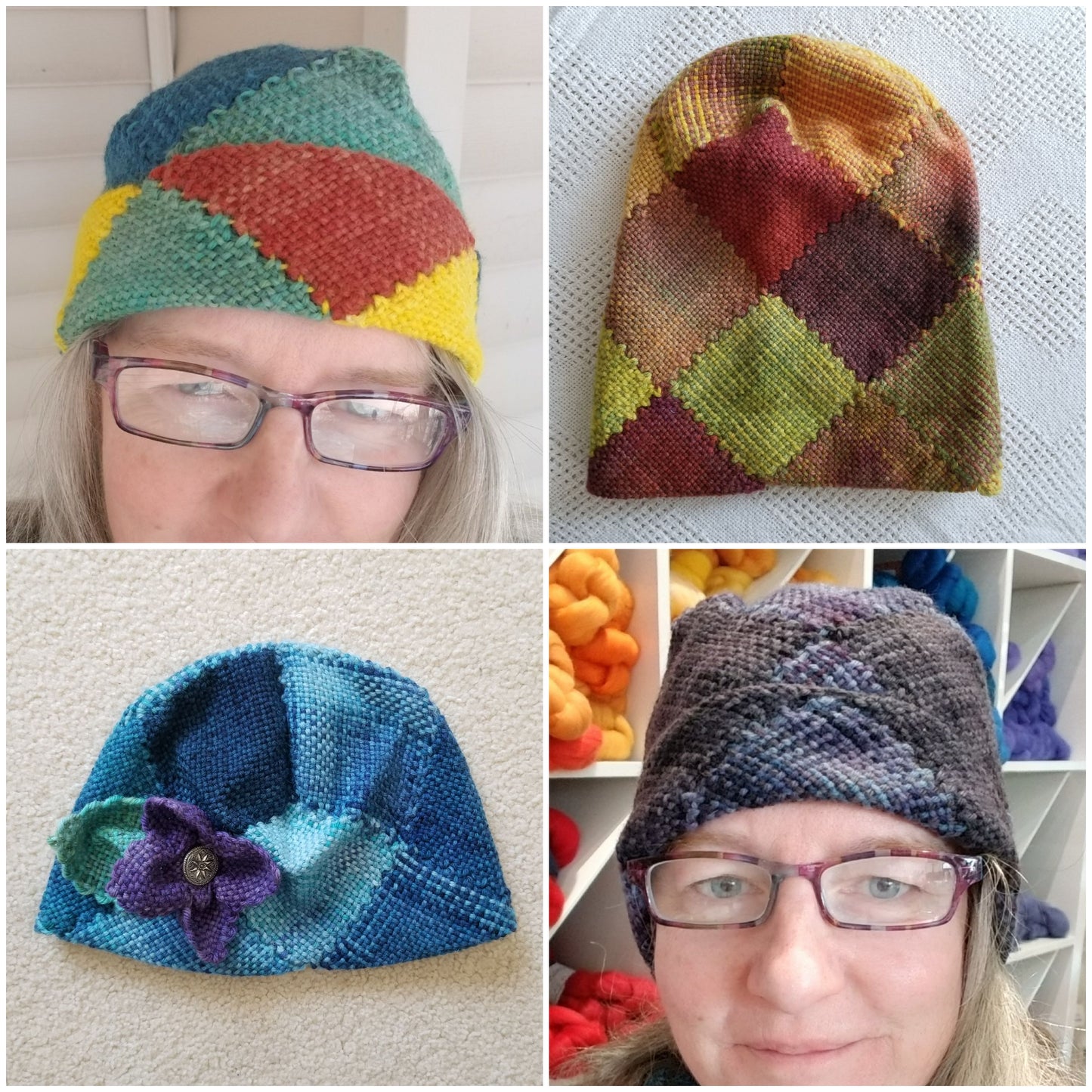 Zoom Loom hats in three different lengths