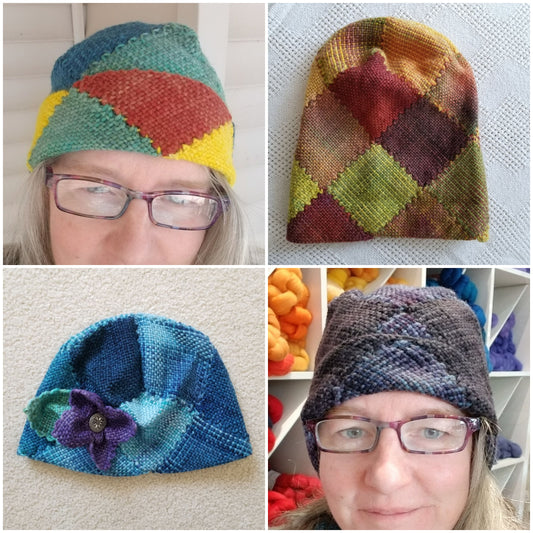 Zoom Loom hats in three different lengths