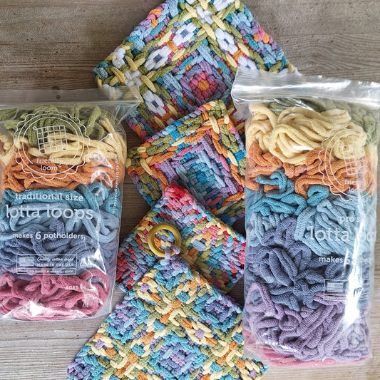 Potholder Loops in Botanical colors