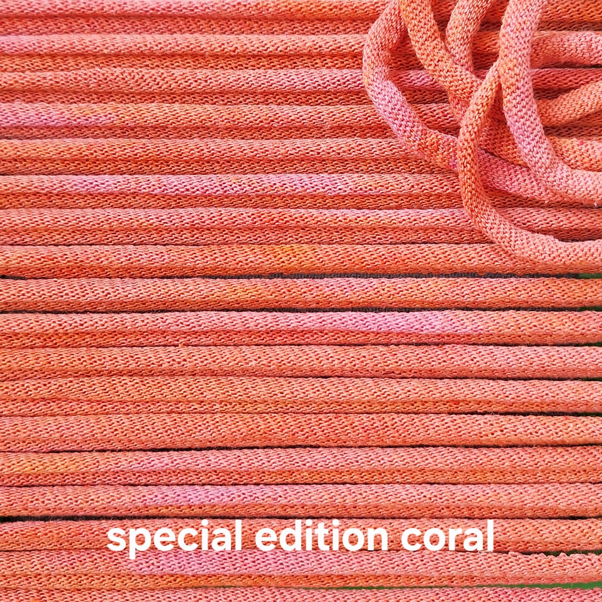 Close-up of coral cotton loops 