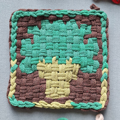 double weave potholder depicting a broccoli design
