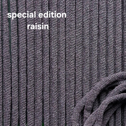 Close-up of cotton potholder loops fabric with 'special edition raisin' text