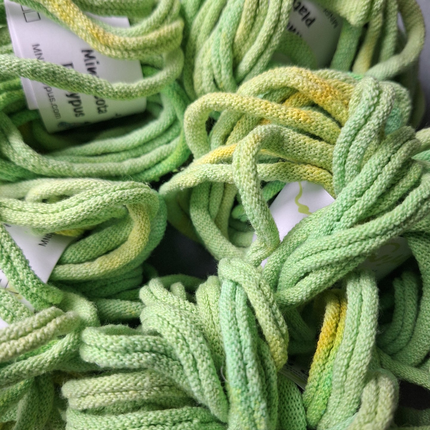spring green hand dyed potholder loops