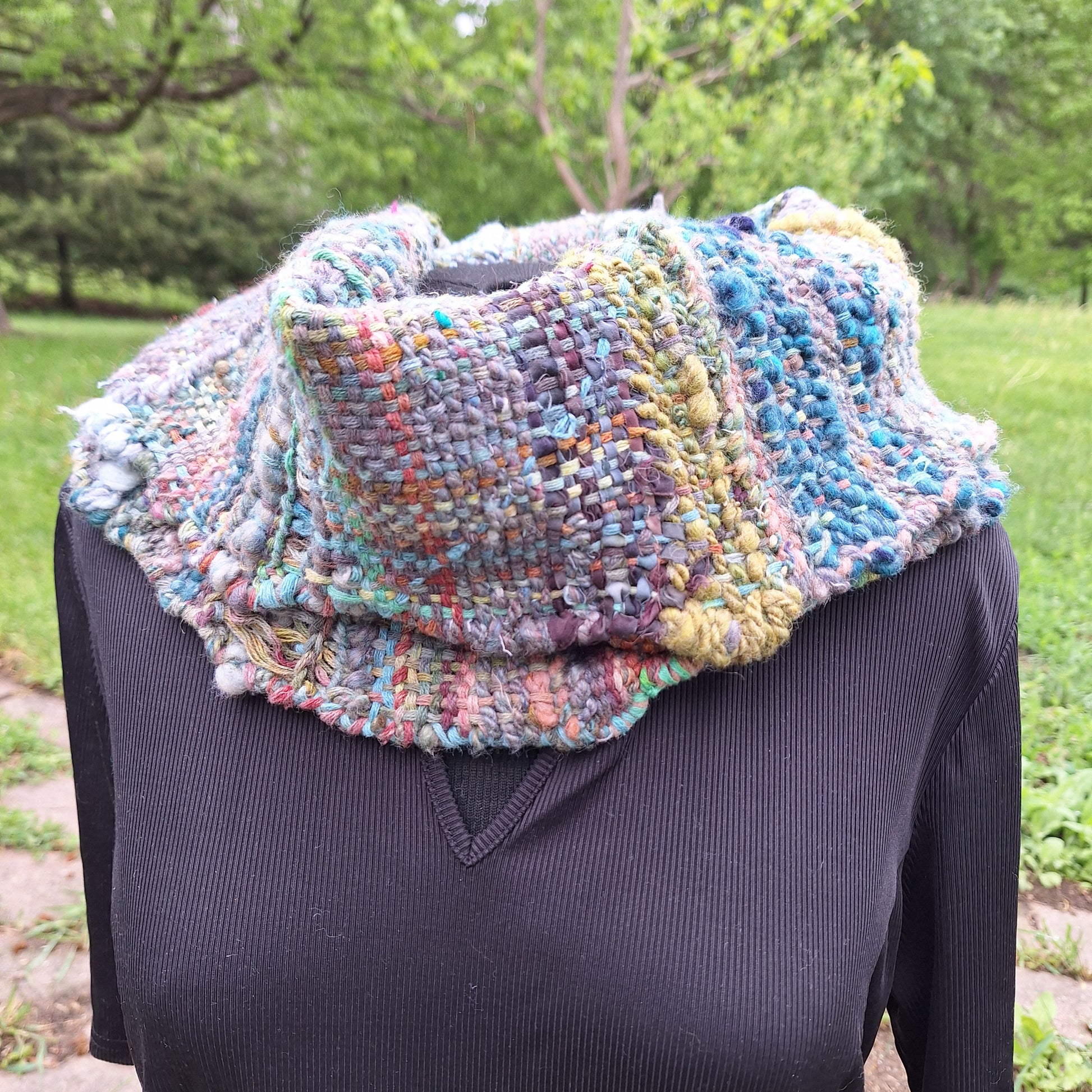 Muted Multi handwoven art cowl by MNPlatypus
