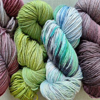 Individual skeins of hand dyed yarn