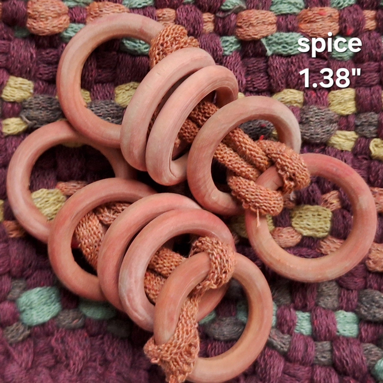 orange wooden potholder rings
