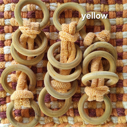 yellow hand dyed potholder rings