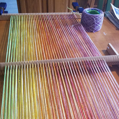 Hand dyed warp for Spring Garden Handwoven Art Cowl by MNPlatypus