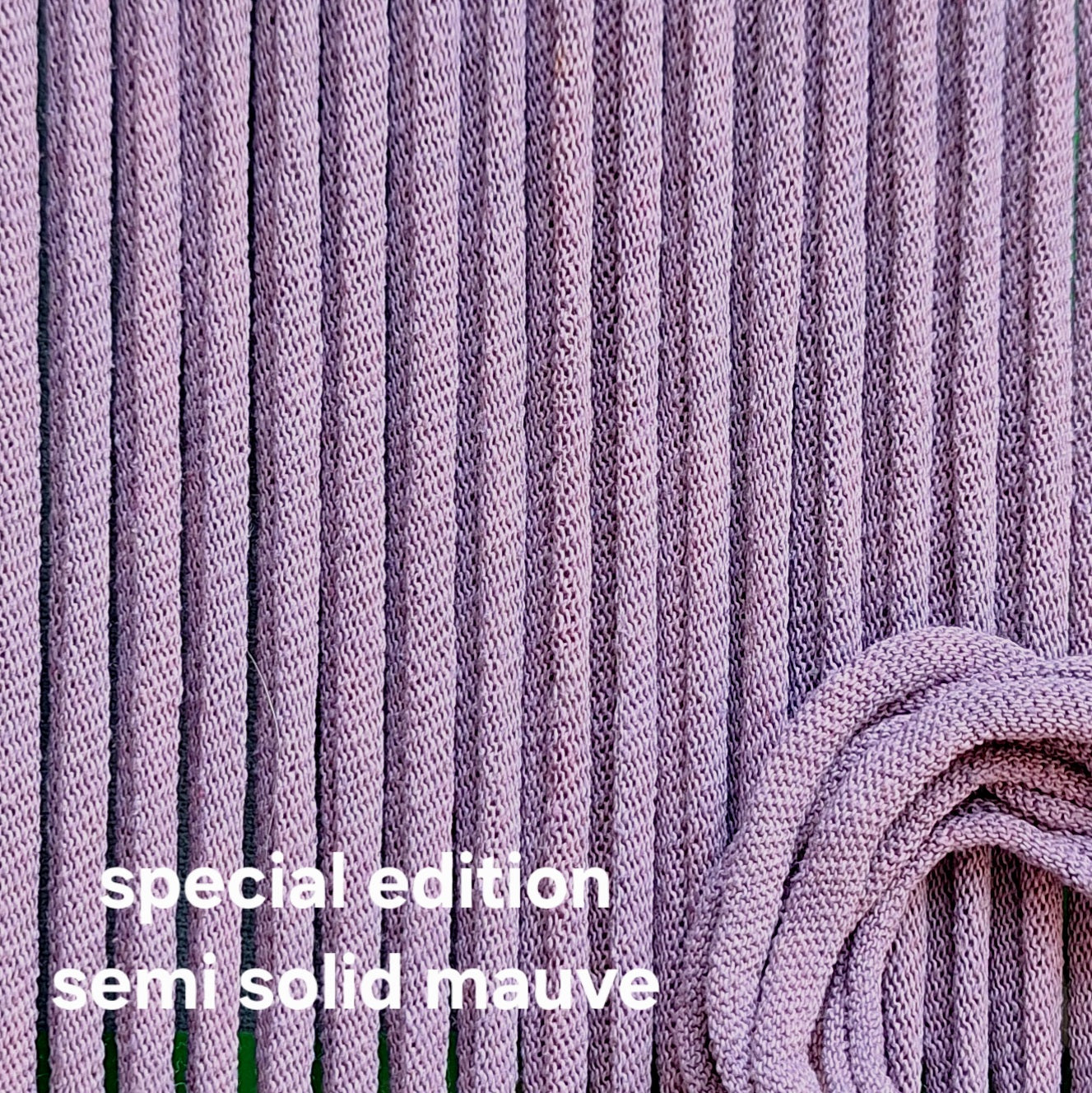 Close-up of purple potholder loops with 'special edition semi solid mauve' text.